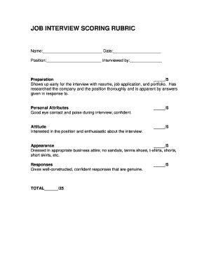 JOB INTERVIEW SCORING RUBRIC - Michigan State - agriscience msu