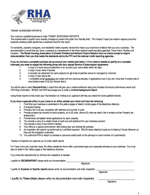 Tenant Screening Report Application
