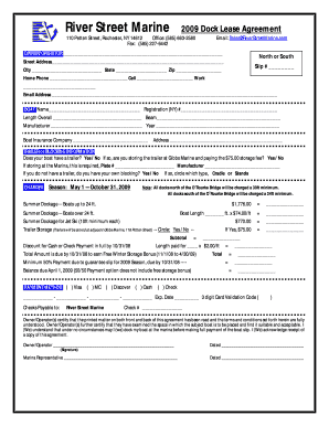 Trucking company lease agreement - River Street Marine 2009 Dock Lease Agreement - River Street Marina