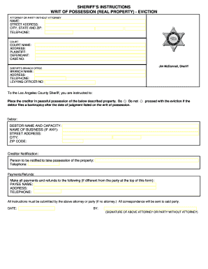 Writ of Possession Eviction Form