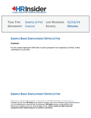 Sample Basic Employment Offer Letter