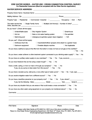 Erie Water Works Cross Connection Control Survey