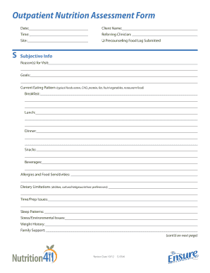 Outpatient Nutrition Assessment Form