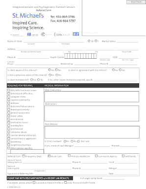 Integrated Geriatric and Psychogeriatric Outreach Services Referral Form