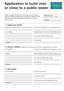 Application to Build Over or Close to a Public Sewer