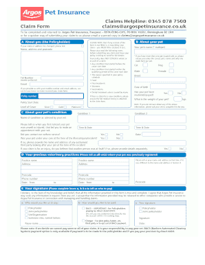 Argos Pet Insurance Claim Form
