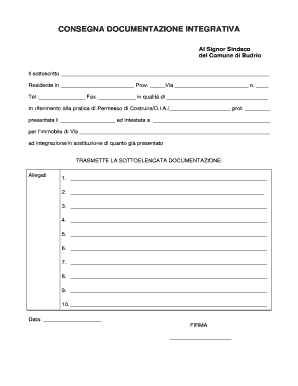Consegnazione Documentazione Integrativa