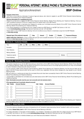 BSP Online Banking Registration Form