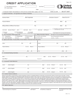 United Rentals Credit Application