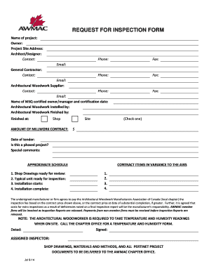 Request for Inspection Form