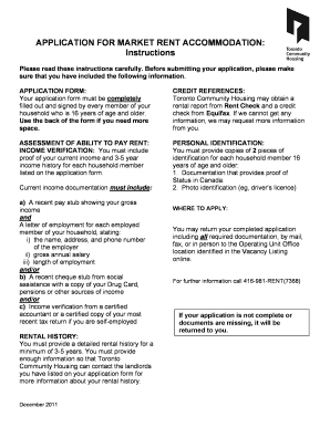Application for Market Rent Accommodation