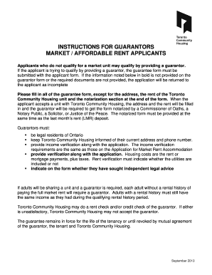 Toronto Community Housing Guarantor Form