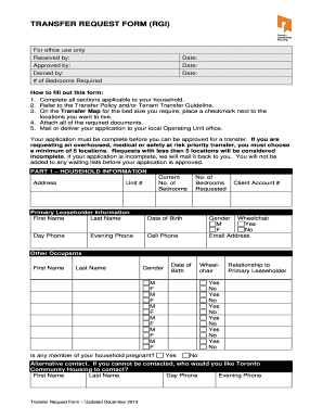 Transfer Request Form RGI
