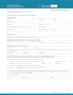 MasterCard Corporate Virtual Agreement Application