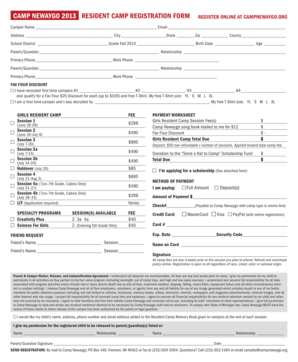 I 512 advance parole español - CAMP NEWAYGO 2013 RESIDENT CAMP REGISTRATION FORM