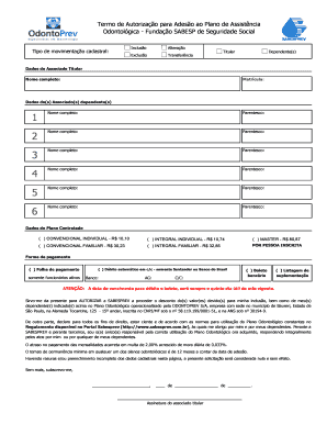 Termo de Autorização para Adesão ao Plano de Assistência Odontológica