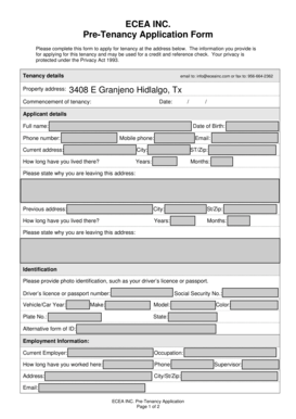 ECEA Pre-Tenancy Application Form