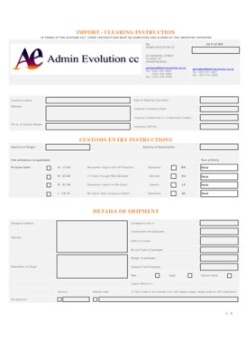 Customs Import Clearing Instruction Form