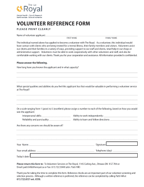 Volunteer Reference Form