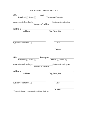 Landlord Statement Form