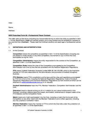 NRR Prescribed Form 05 – Professional Player Contract
