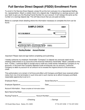 Full Service Direct Deposit Enrollment Form