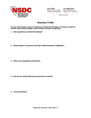 Business Profile Application Form