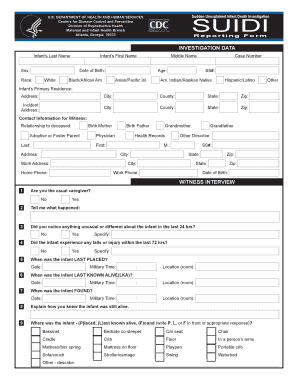 Sudden Unexplained Infant Death Investigation Form