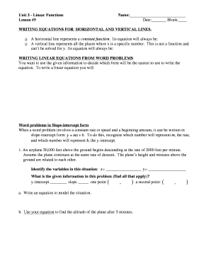 Linear Functions Worksheet