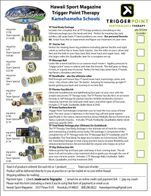 Trigger Point Therapy Product Order Form