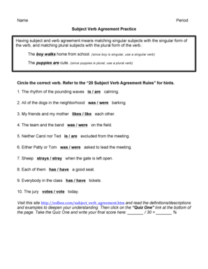 Name Period Subject Verb Agreement Practice Circle the ... - KS Blogs - blogs ksbe