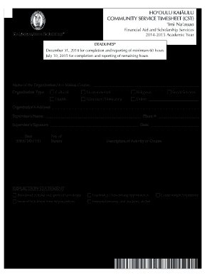 Printable timesheet template - court ordered community service timesheet