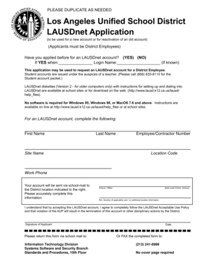 LAUSDnet Application Form