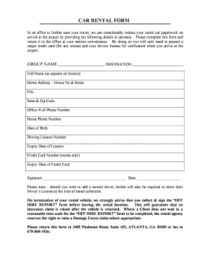 Car Rental Form