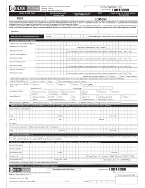 IDBI Mutual Fund Investment Application Form