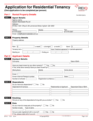 Queensland Residential Tenancy Application Form