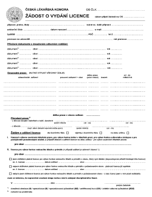 Czech Medical Chamber License Application