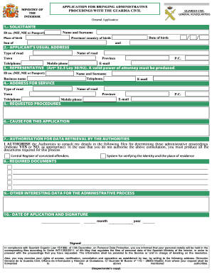 Spanish Guardia Civil Administrative Procedure Application