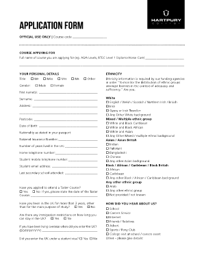 Hartpury College Application Form