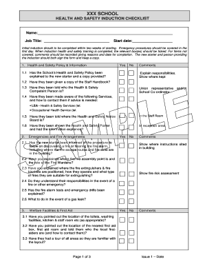 School Health and Safety Induction Checklist