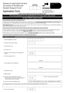 University of Portsmouth Student Support Fund Application