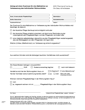 Antrag auf einen Zuschuss für eine Maßnahme zur AOK Rheinland/Hamburg