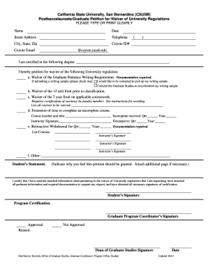 Graduate Entrance Writing Requirement Waiver
