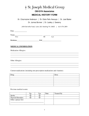 OB/GYN Medical History Form