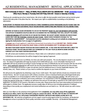 Arizona Residential Rental Application