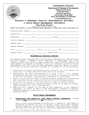 Gwinnett County Erosion & Sediment Control Affidavit