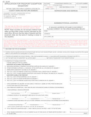 Georgia Freeport Exemption Application