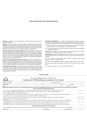 Alabama Employee Withholding Exemption Certificate