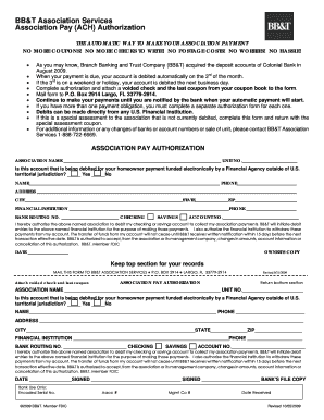 BB&T Association Pay Authorization Form