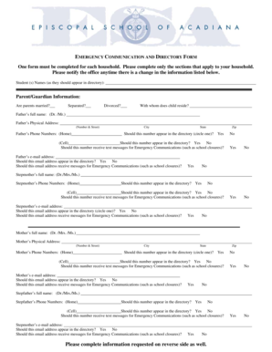 Emergency Communication and Directory Form
